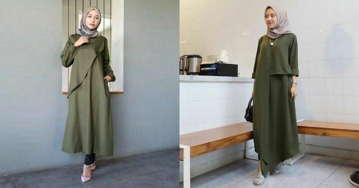 baju tunik potongan asimetris