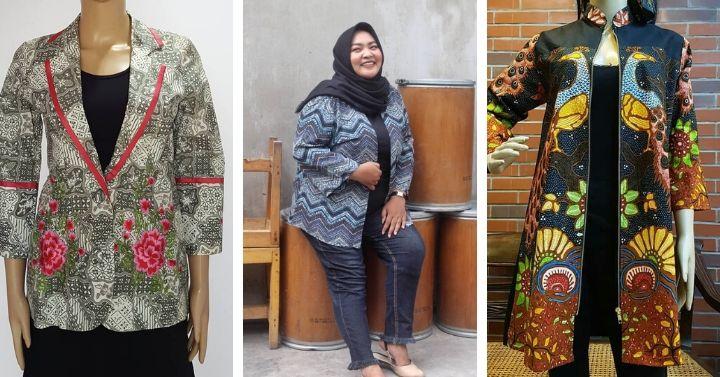 model blazer batik untuk wanita gemuk