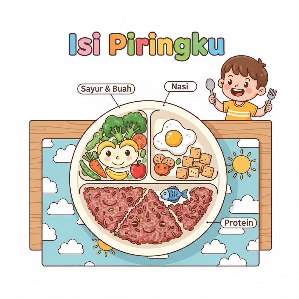 makanan balita, gizi seimbang anak, nutrisi balita 1-3 tahun, makanan bergizi anak, pencegahan stunting, menu sehat balita, parenting tips, isi piringku