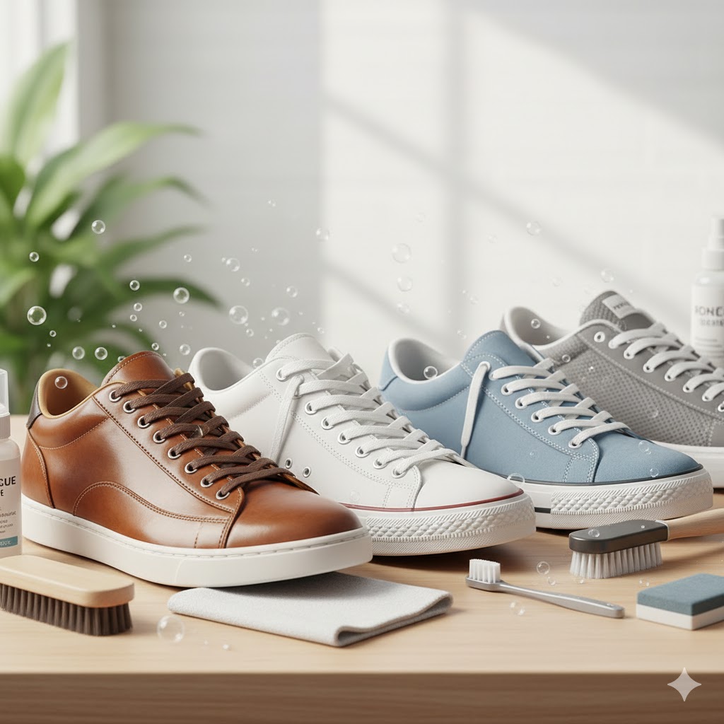 cuci sneakers, tips merawat sneakers, sneakers berdasarkan bahan, cara bersihkan sepatu kulit, suede care, mesh sneakers, kanvas cleaning, sneaker maintenance