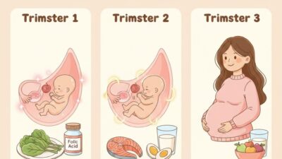 nutrisi ibu hamil, trimester kehamilan, pertumbuhan janin, asam folat hamil, zat besi ibu hamil, protein untuk janin, omega-3 kehamilan, parenting hamil sehat