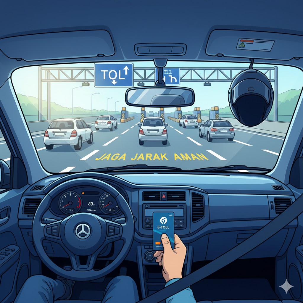 tips berkendara tol, jalan tol pemula, cara aman di tol, e-toll Indonesia, aturan jalan tol, safety driving, mengemudi tol, perjalanan aman