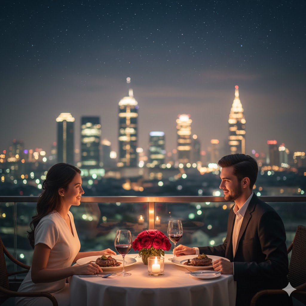tempat makan romantis Jakarta, dinner anniversary Jakarta, restoran romantis Jakarta, rooftop dinner Jakarta, fine dining anniversary, romantic restaurant Jakarta, anniversary spot Jakarta, date night Jakarta