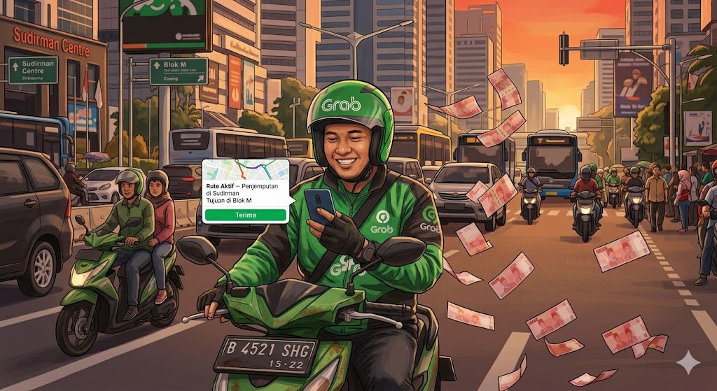 gaji grab, pendapatan driver grab, ojol indonesia, grab 2026, tips driver grab, income ojol, pekerjaan sampingan, ride hailing